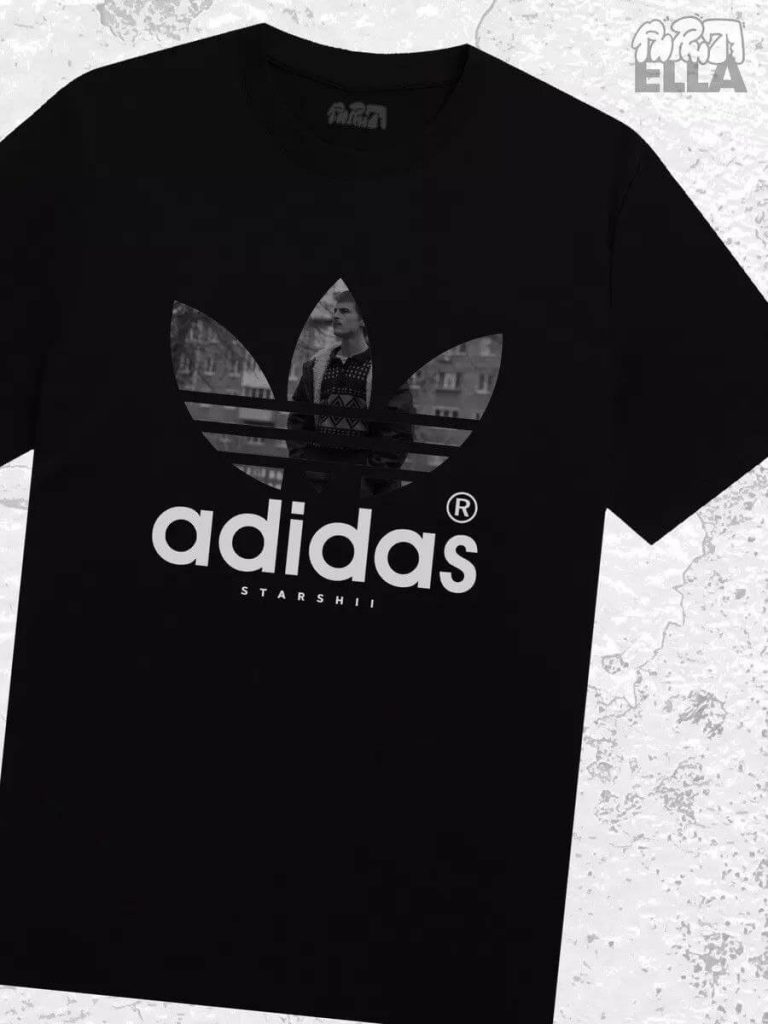 Черная футболка «Слово пацана» с принтом «Adidas»