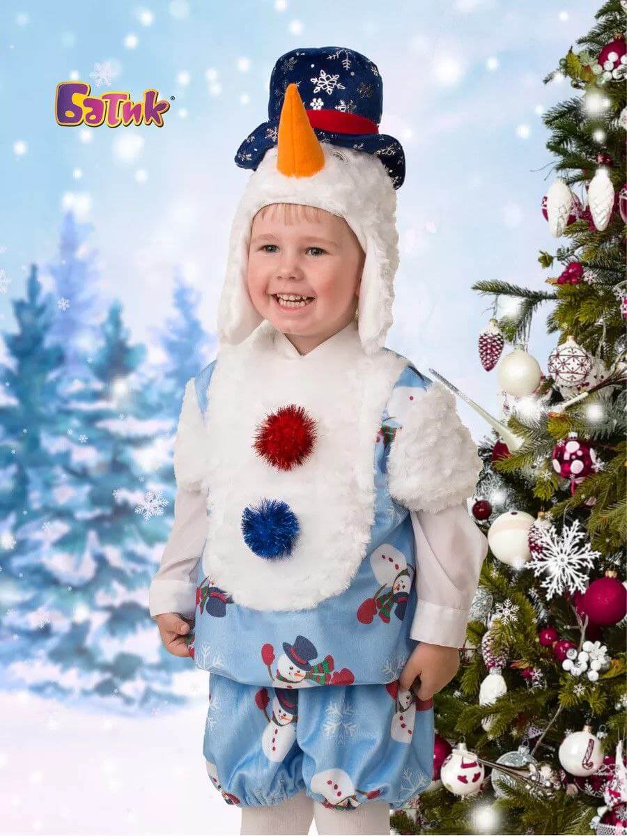 Снеговик Крош - костюм карнавальный мальчику, рост 98